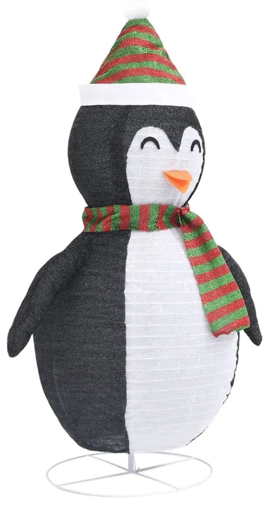 Pinguim de Natal decorativo com luzes LED tecido de luxo 120 cm