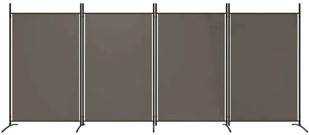 Divisória de quarto com 4 painéis 346x180 cm tecido antracite