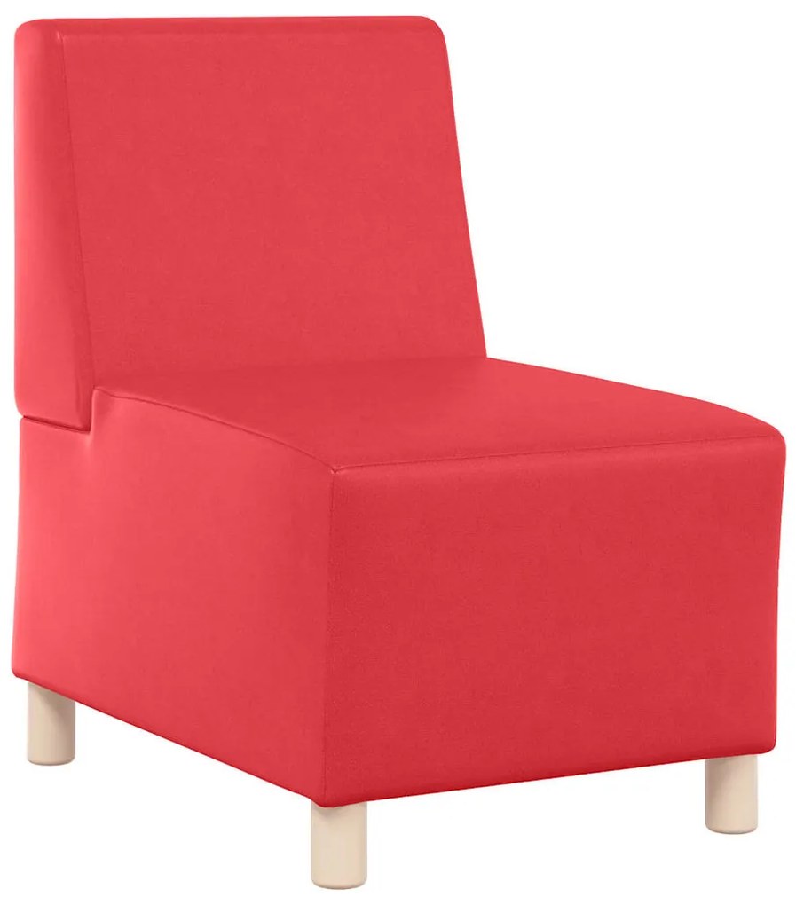 Poltrona sem braços 55 cm couro artificial vermelho