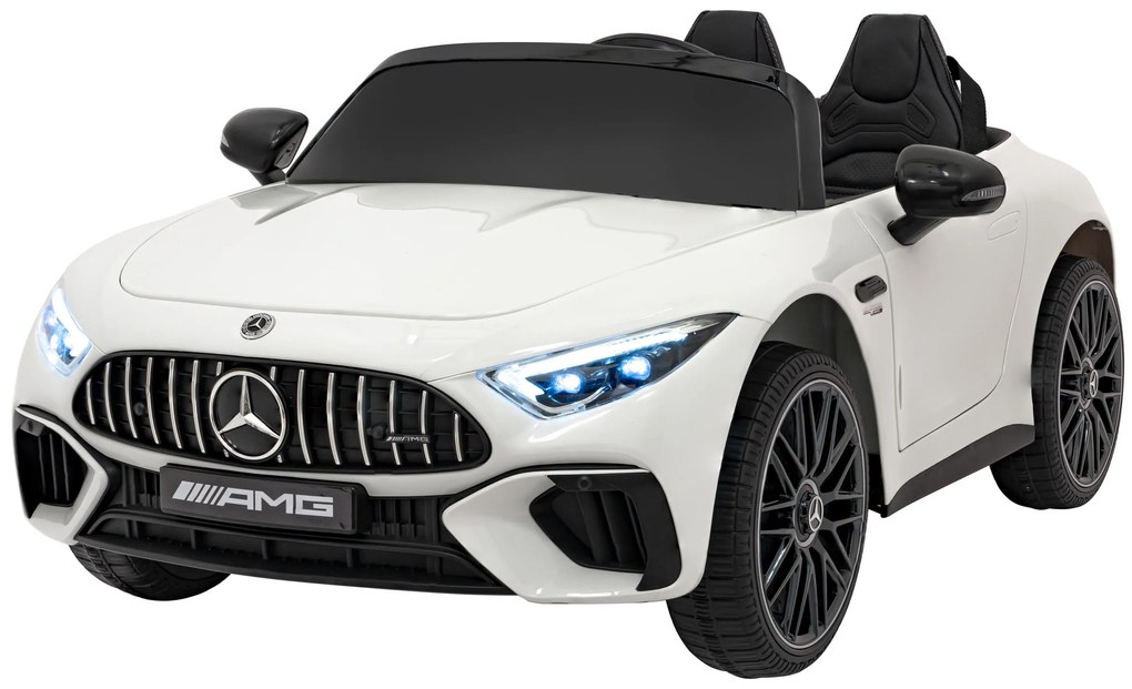 Carro elétrico para Crianças 12V 4x4 Mercedes Benz AMG SL63, Rodas Espuma EVA, Assento couro ecológico Branco