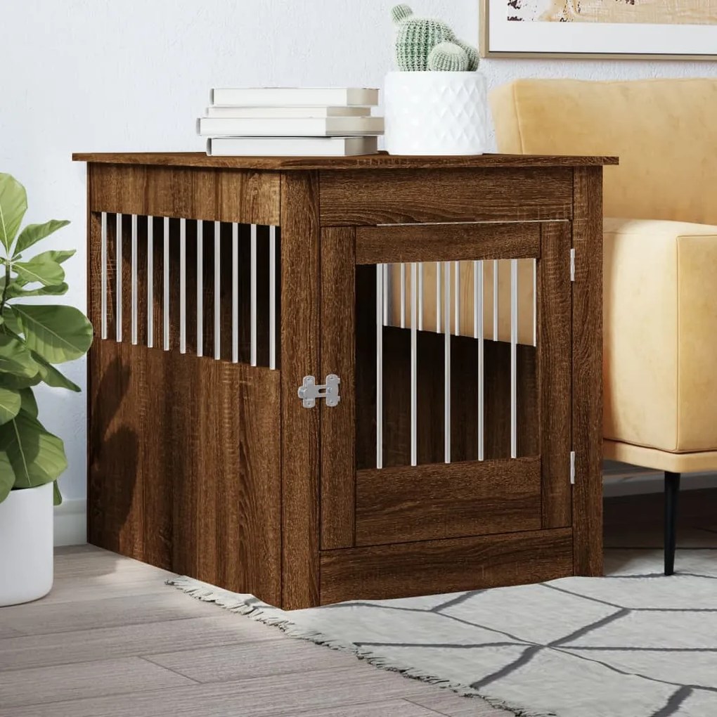 vidaXL Móvel casota para cão derivados de madeira carvalho castanho