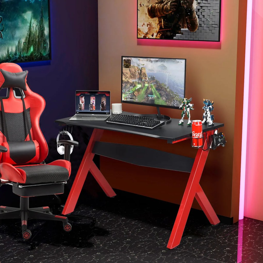 Secretária Gaming "ShadowX" - 115 x 60 cm | Mesa Ergonómica para Jogad