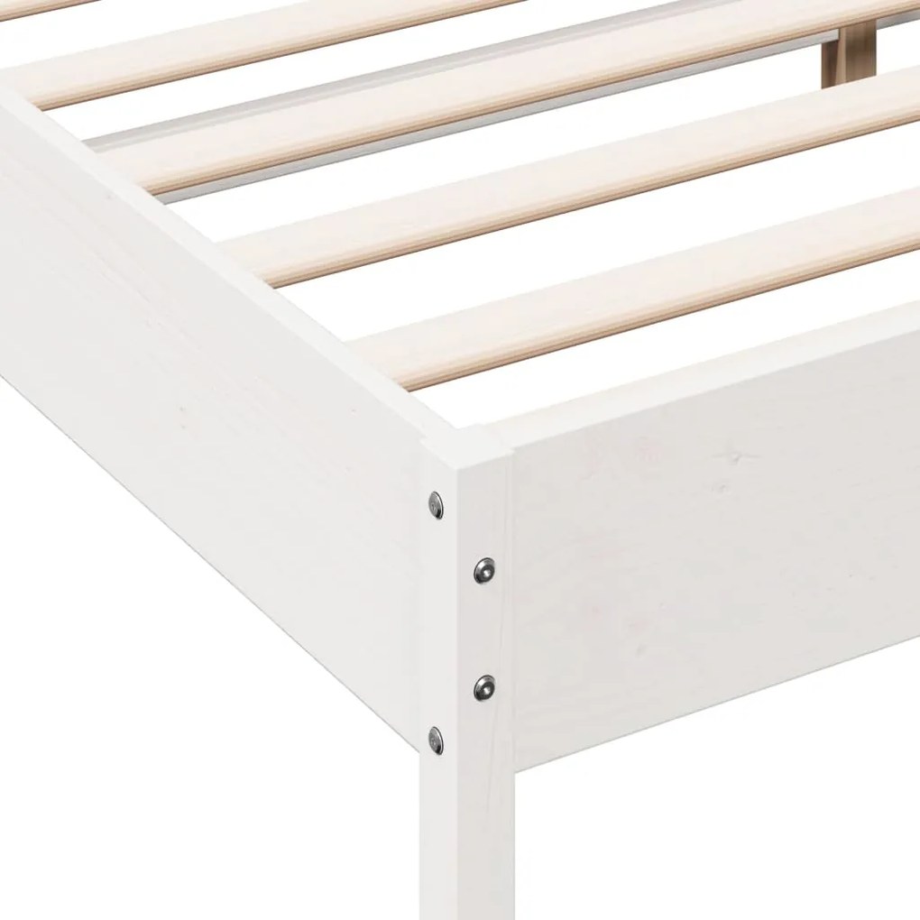 Cama sem colchão 140x190 cm madeira de pinho maciça branco