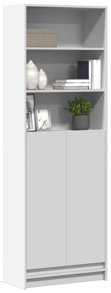 vidaXL Armário alto com luzes LED derivados de madeira branco