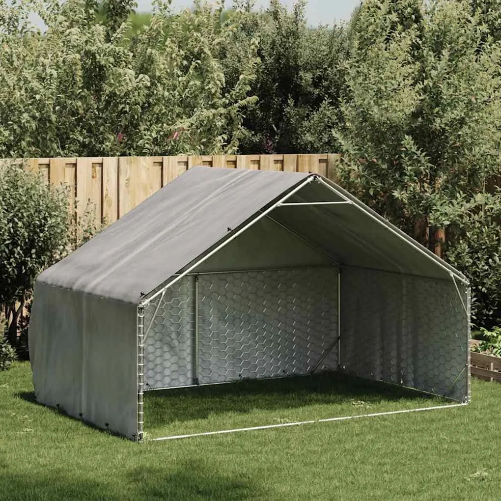 Canil exterior para cães com cobertura 3x2x1,9m aço galvanizado