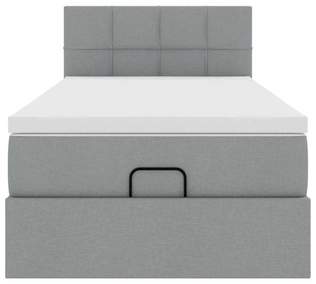 Cama otomana com colchão 100x200 cm tecido cinzento claro