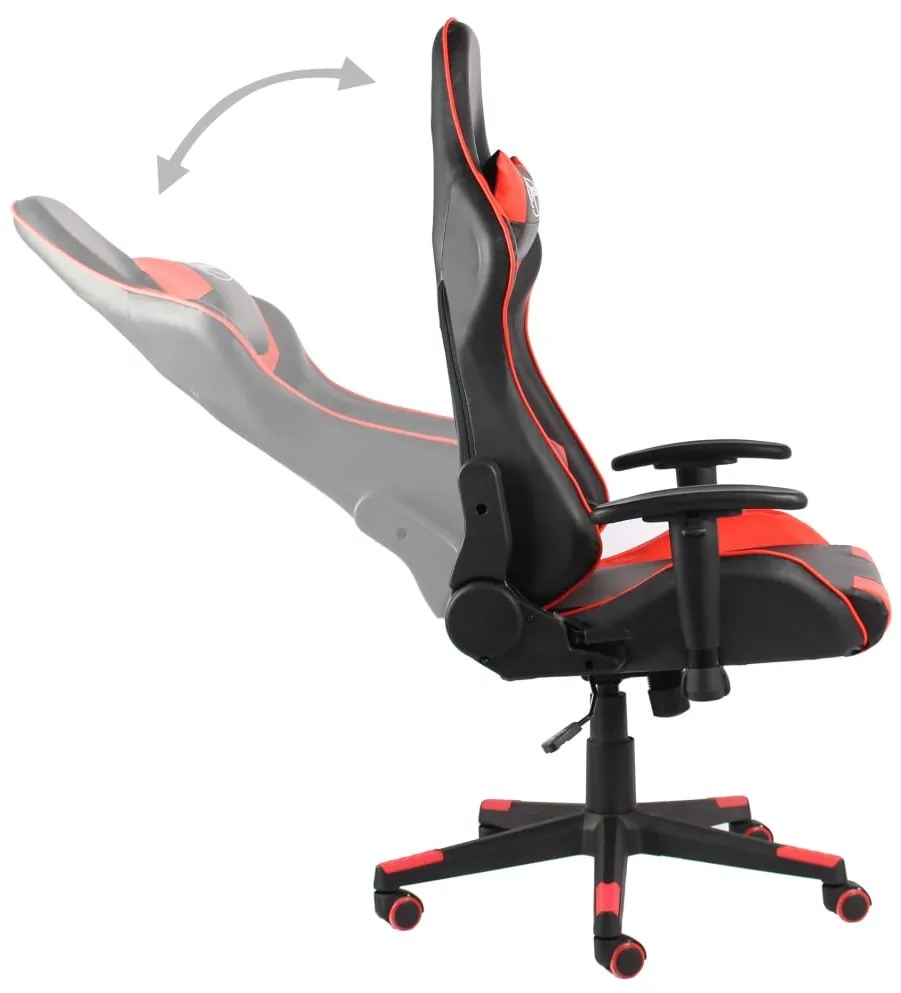 Cadeira de gaming giratória PVC vermelho