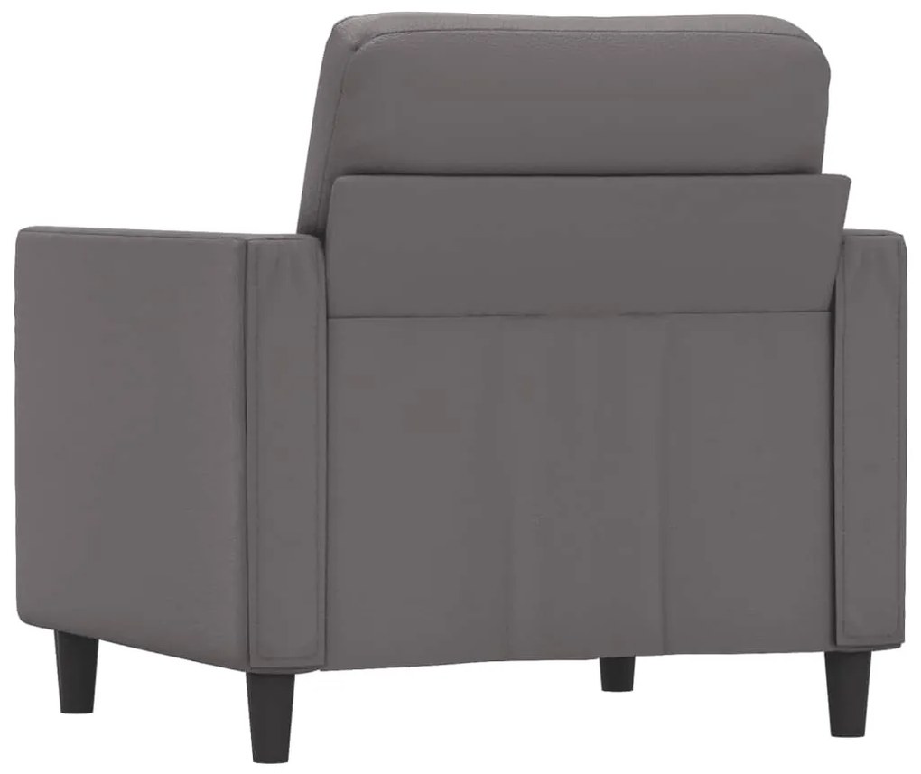 Poltrona 60 cm couro artificial cinzento
