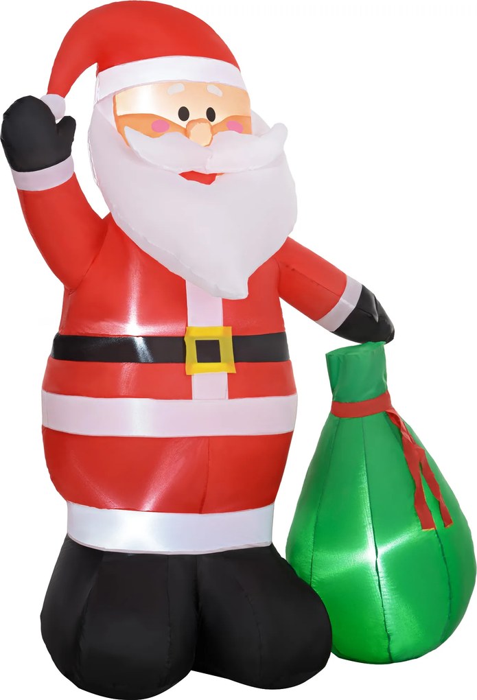 Pai Natal Insuflável de Natal, 143 x 80 x 180 cm, Com Luzes LED, Vermelho