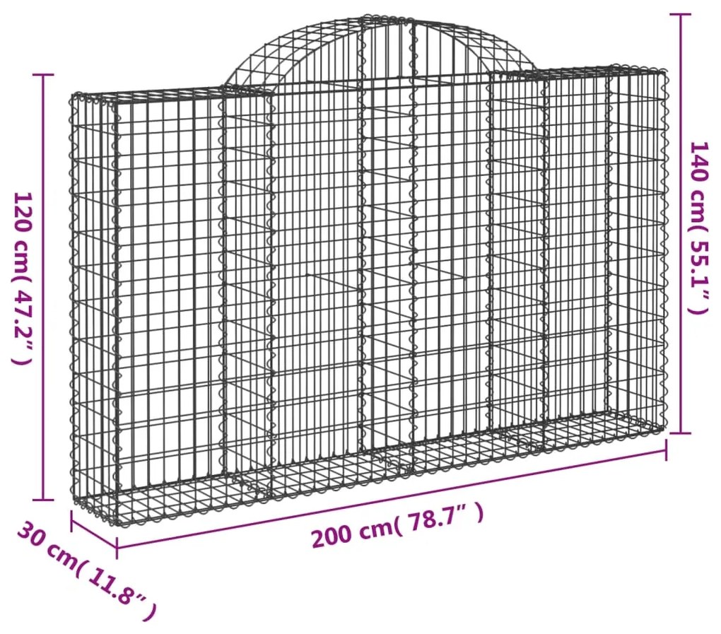 Cestos gabião arqueados 11pcs 200x30x120/140 ferro galvanizado