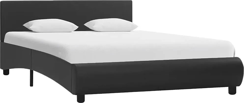 vidaXL Estrutura de cama c/ LED 120x200 cm couro artificial preto