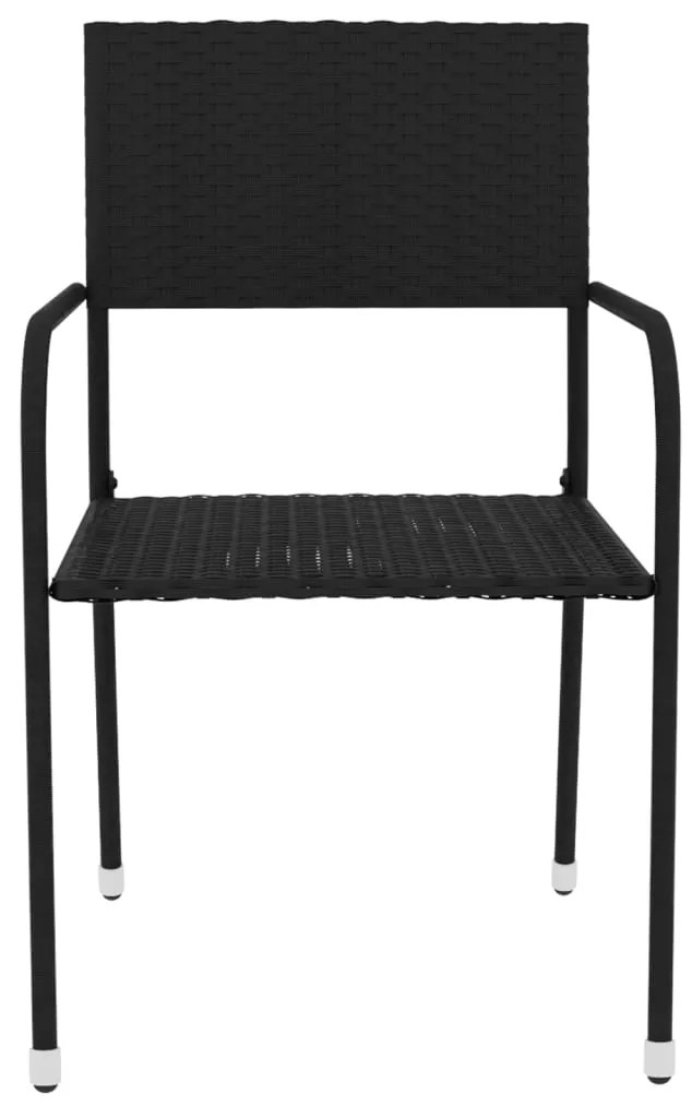 3 pcs conjunto de jantar para jardim vime PE preto