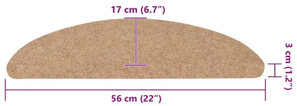 Tapetes de escada adesivos 30 pcs 56x17x3 cm bege
