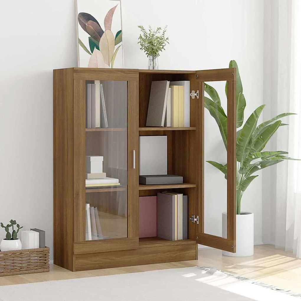 Vitrine 82,5x30,5x115 cm derivados de madeira carvalho castanho
