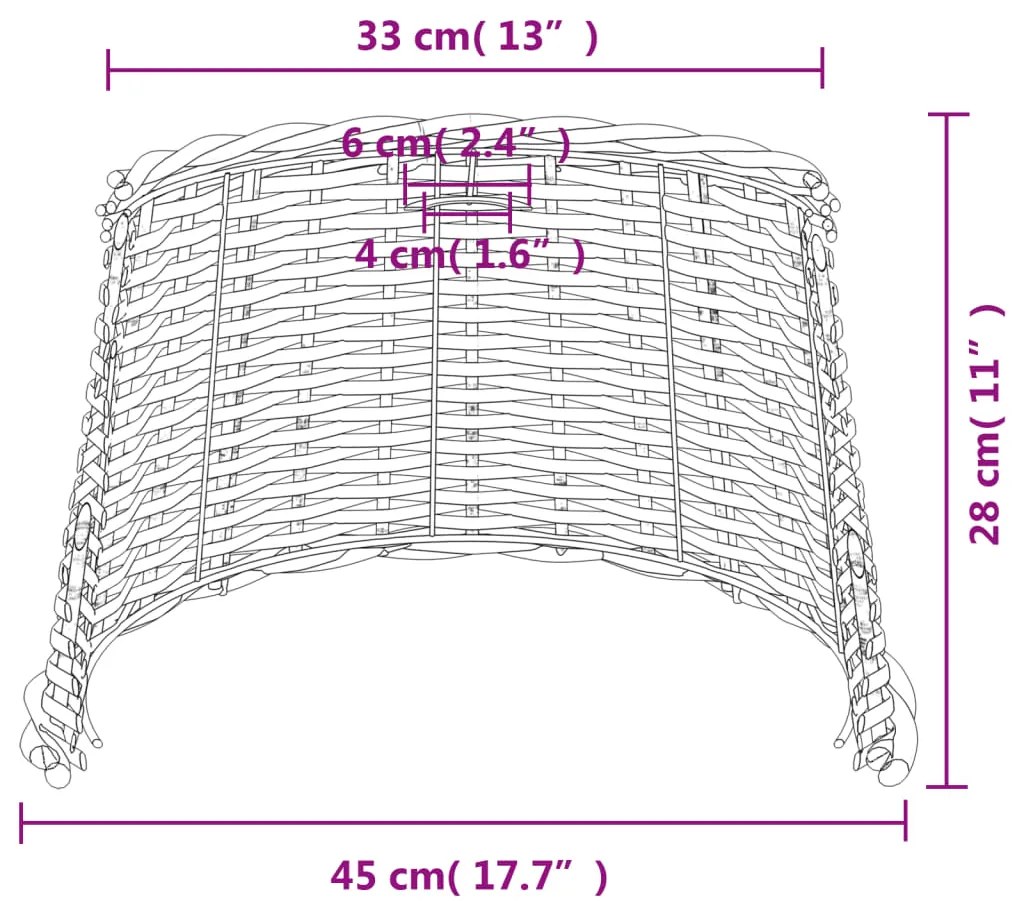Abajur de teto Ø45x28 cm vime castanho