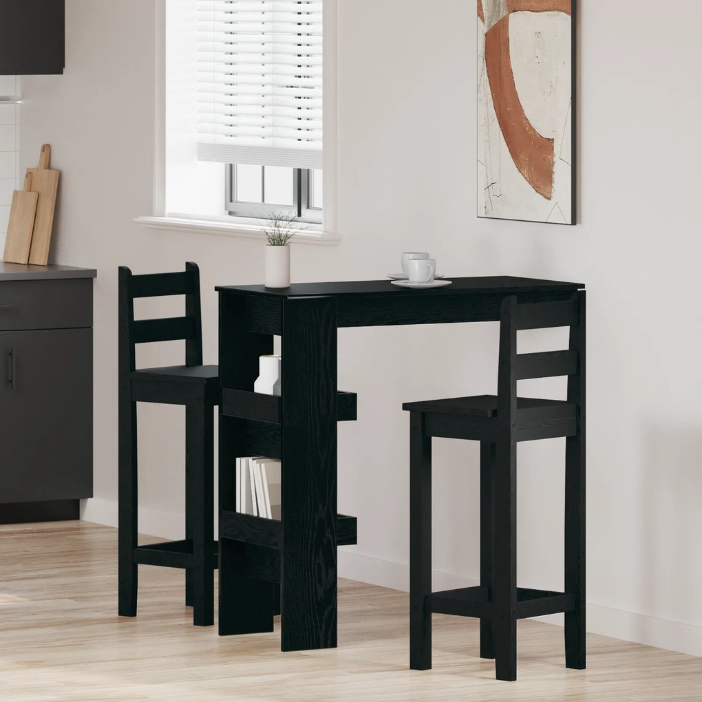Mesa de Bar vidaXL - Carvalho Preto - 102x55x103.5 cm - Feita de Madeira de Engenharia
