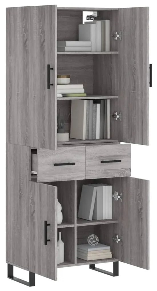 Armário alto 69,5x34x180 cm derivados de madeira sonoma cinza