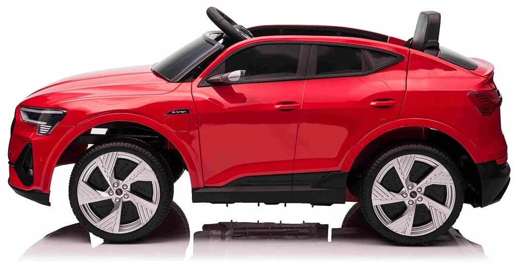 Carro elétrico para crianças Audi E-tron Sportback 12V, comando remoto 2,4 GHz, entrada USB/AUX, suspensão, bateria de lítio, luzes LED, 2 motores de