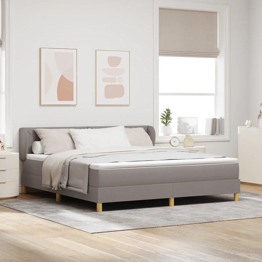 Cama Box com Colchão vidaXL em Taupe, 180x200 cm, Tecido