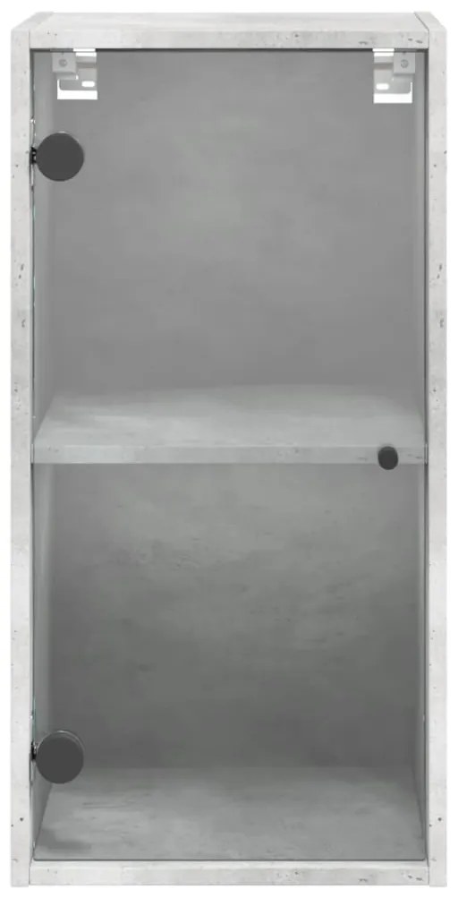 Armário de parede c/ portas de vidro 35x37x68,5cm cinza cimento