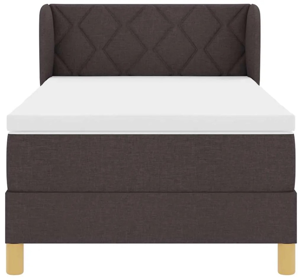 Cama Box Spring vidaXL com Colchão em Castanho Escuro, 100x200 cm, Tec