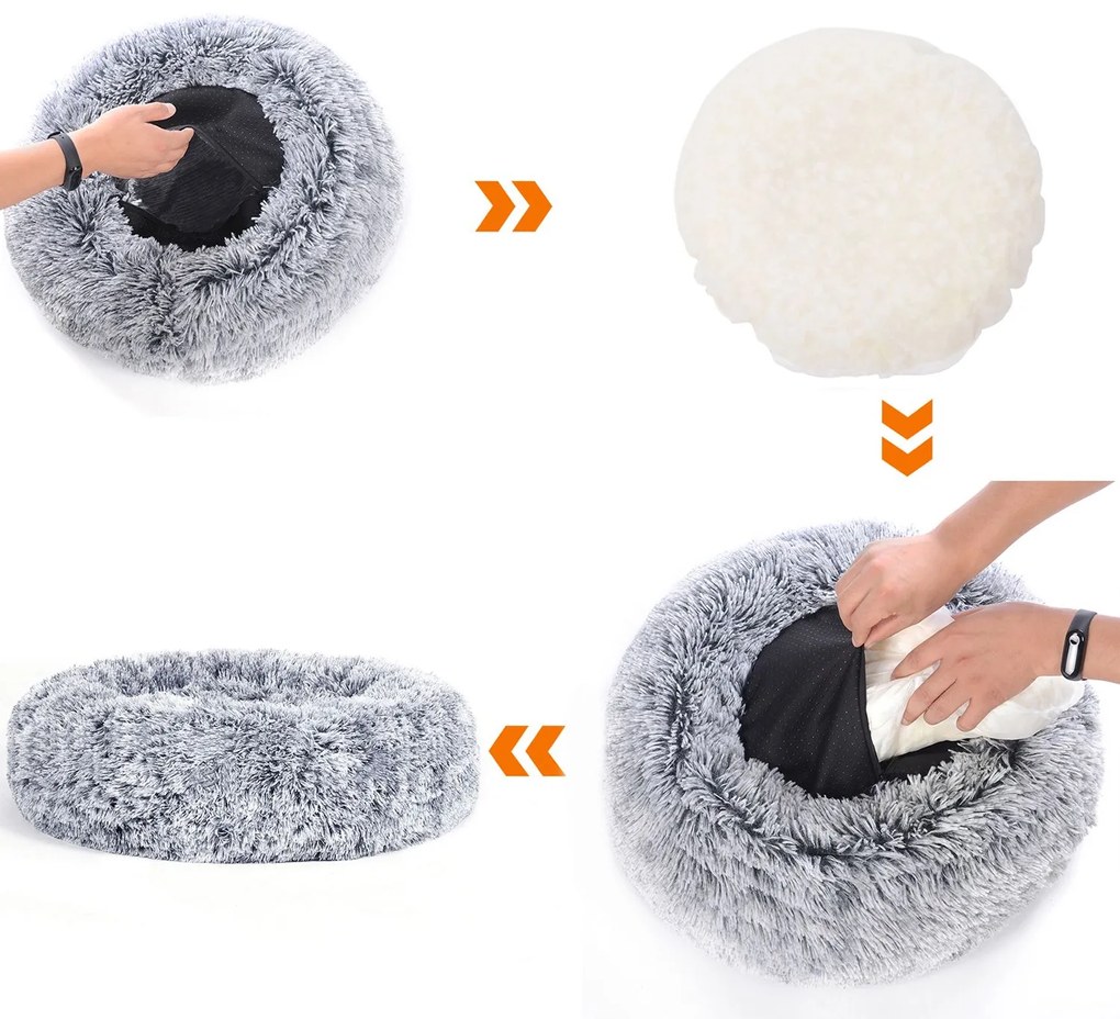 Cama para cães Ø 80 cm almofadada e macia Cinzento