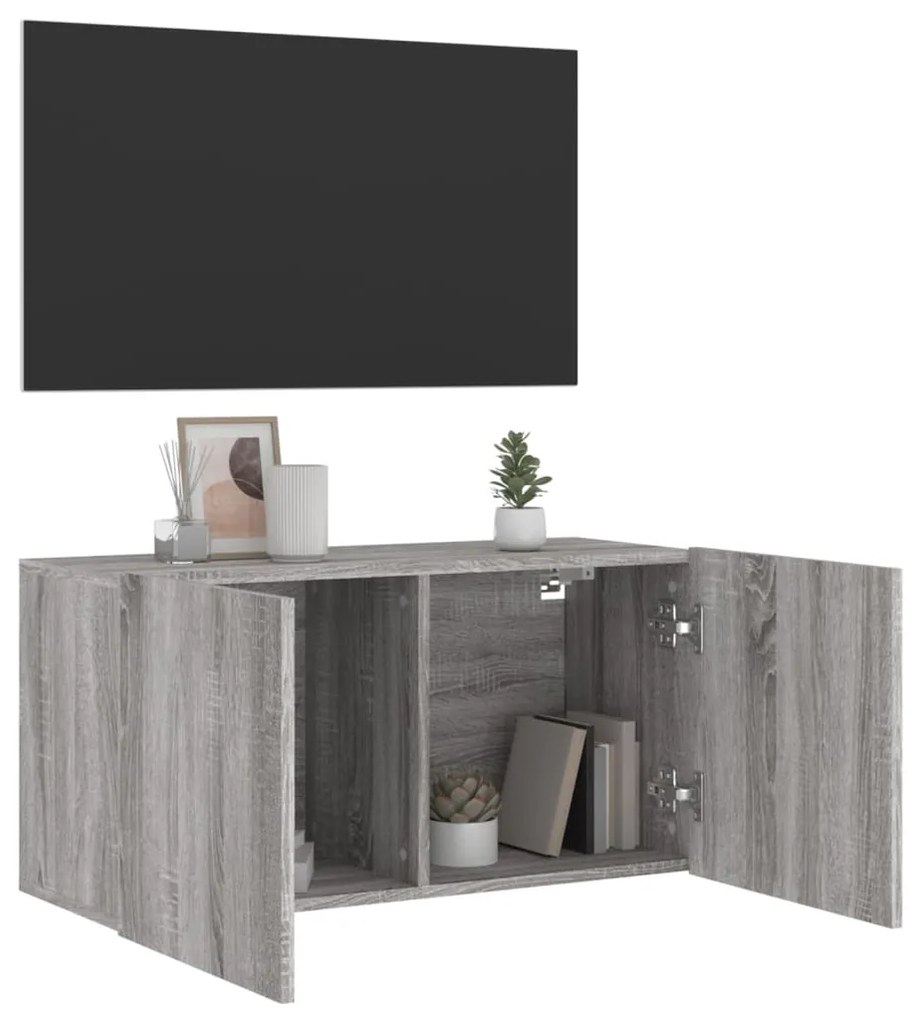 Móvel de parede para TV 80x30x41 cm cinzento sonoma