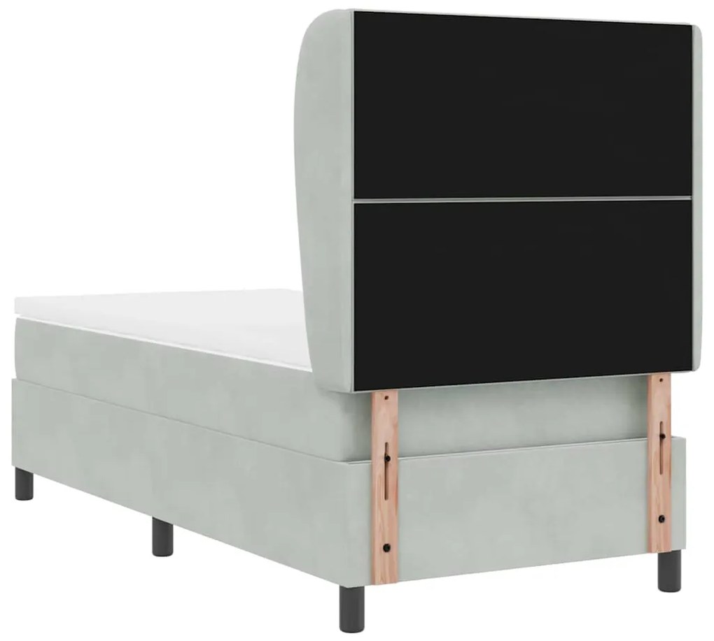 Cama com Estrado e Colchão Cinza Claro 90x200 cm em Veludo