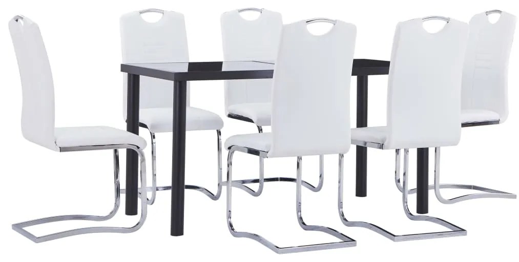 vidaXL 7 pcs conjunto de jantar couro artificial branco