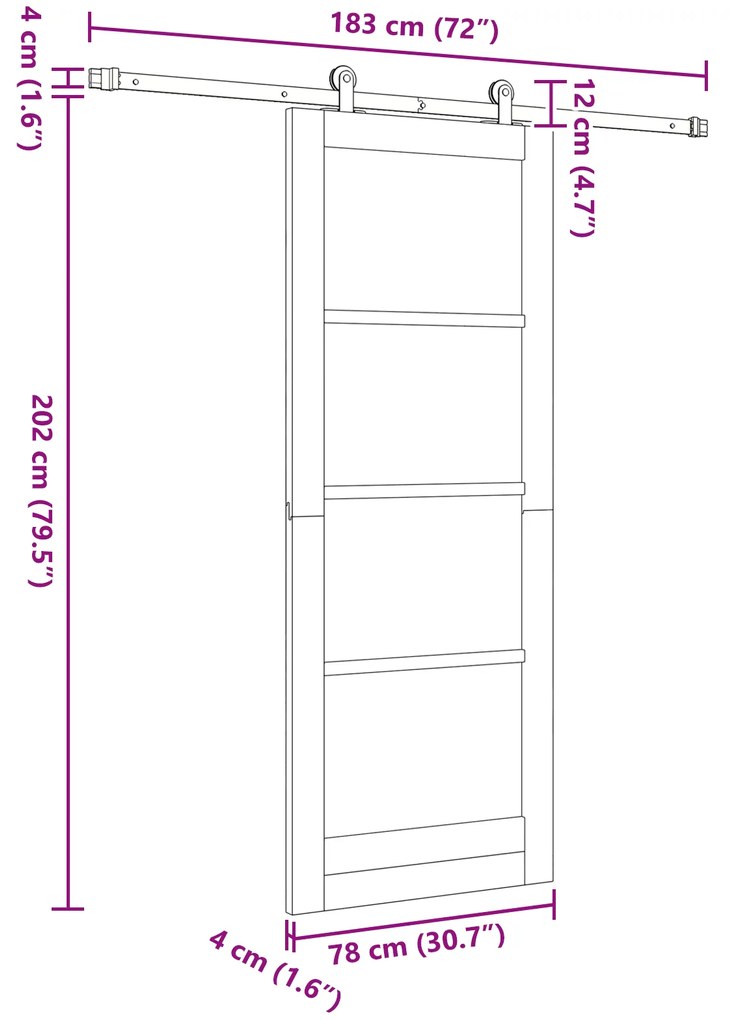 Porta Deslizante vidaXL com conjunto de hardware 'ORKDAL'Branca MDF e