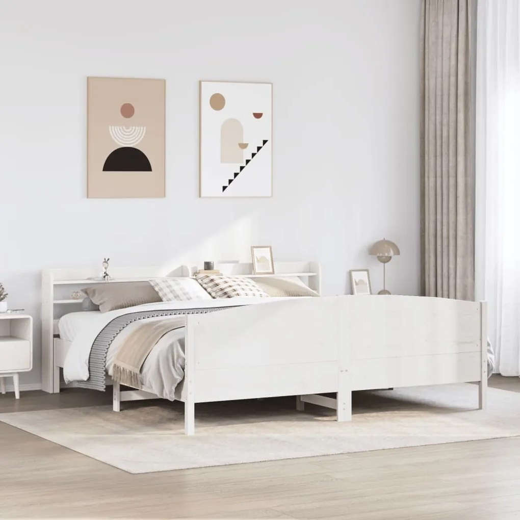 vidaXL Cama sem colchão 180x200 cm madeira de pinho maciça branco