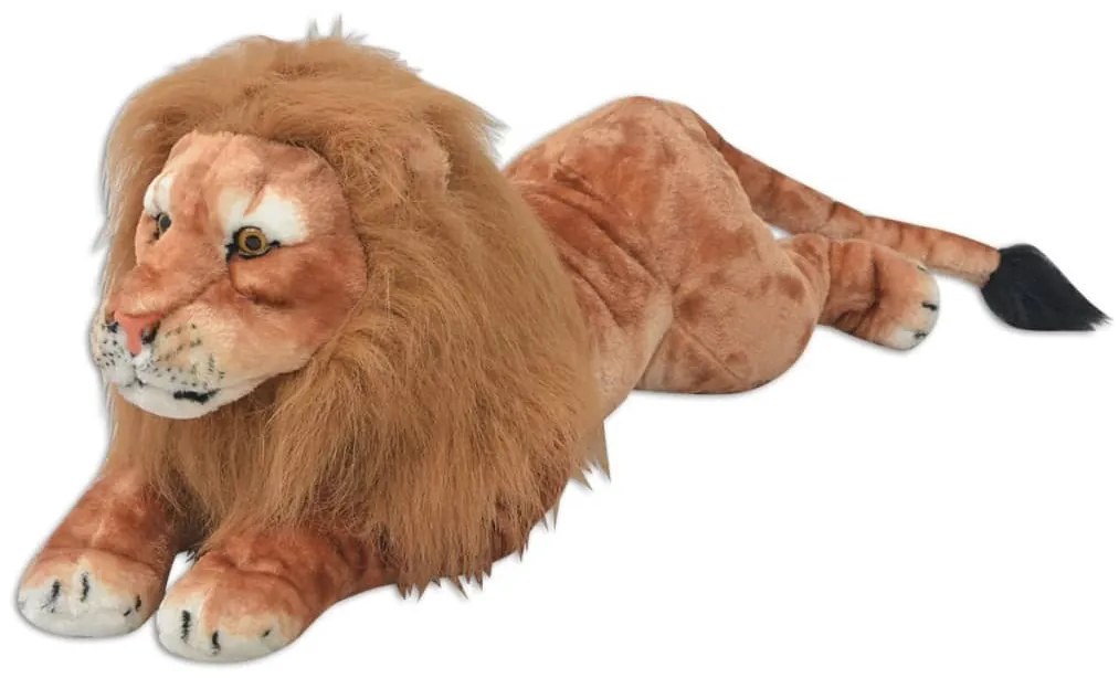 vidaXL Leão de peluche, castanho, XXL