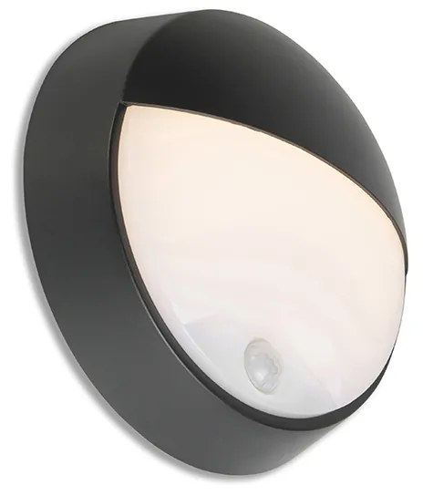 Candeeiro de parede exterior preto com LED e sensor de movimento IP54 - Hortus Moderno