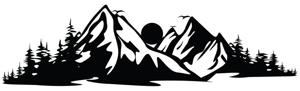 Acessório Decorativo de Parede Mountain – Preto – 68 x 19 cm