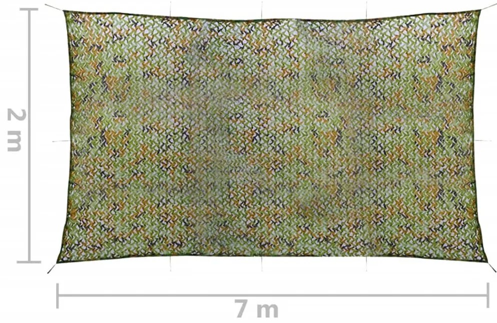 Rede de camuflagem com saco de armazenamento 2x7 m verde