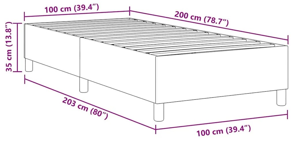 Cama Box vidaXL Cinza Claro 100x200 cm em Tecido Corduroy
