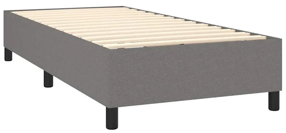 Cama box spring c/ colchão e LED 80x200 cm tecido cinza-escuro