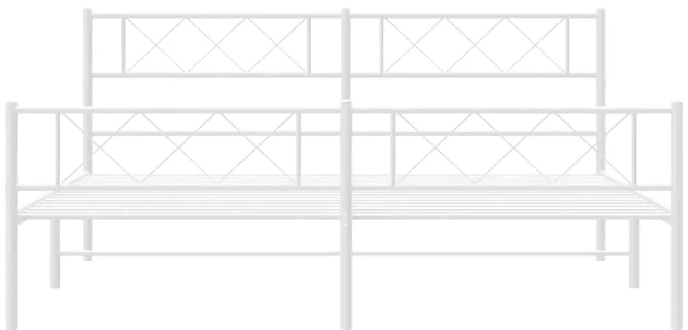 Estrutura de cama com cabeceira e pés 193x203 cm metal branco