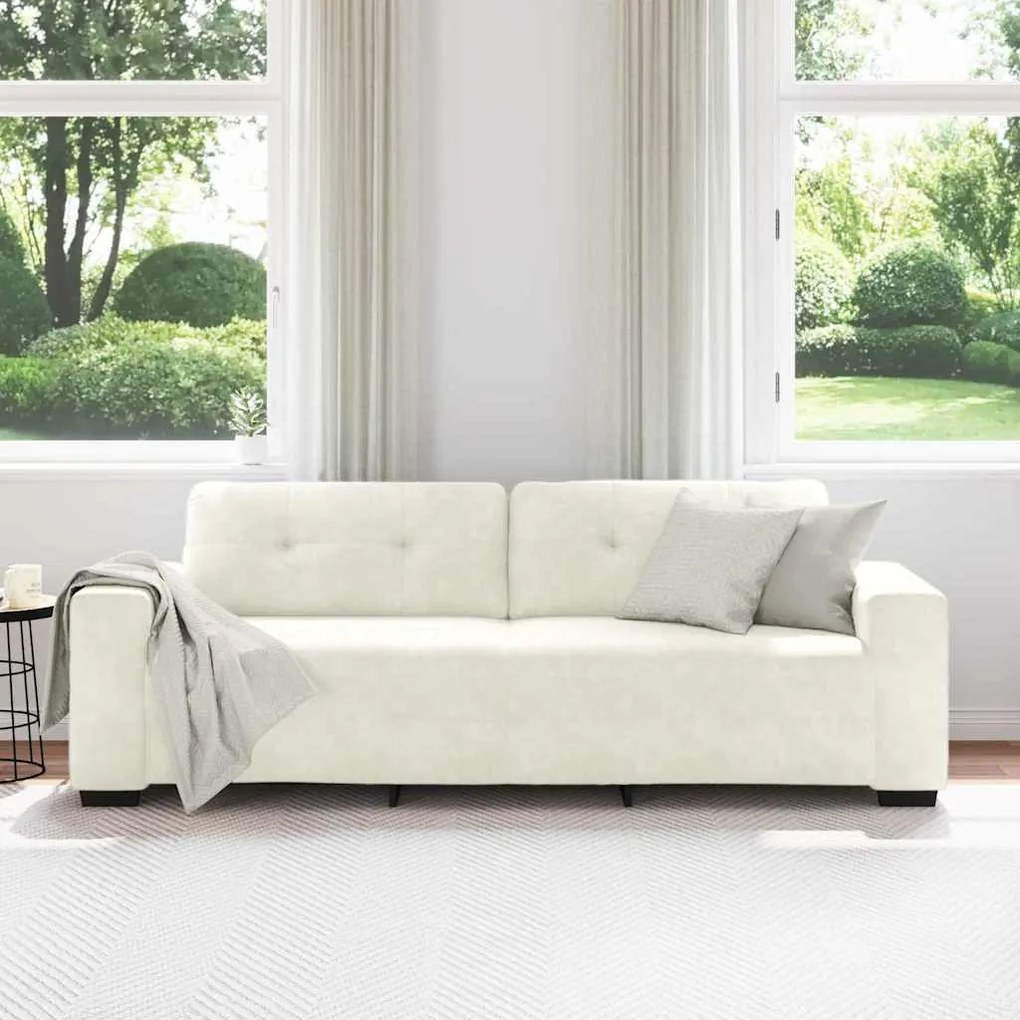 Sofá de 3 Lugares vidaXL Creme 180 cm Veludo