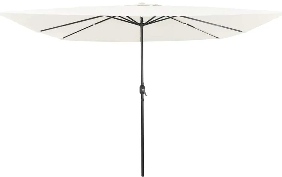 vidaXL Parasol de Jardim Quadrado com Luzes LED 295x245 cm Areia Branca