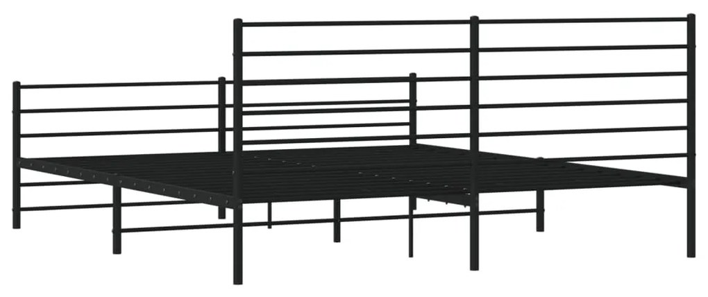 Estrutura de cama com cabeceira e pés 183x213 cm metal preto