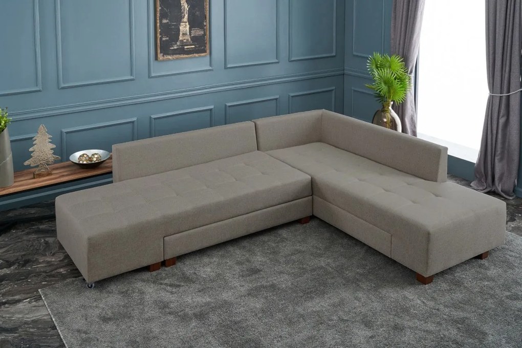 Sofá-Cama de Canto Manama – Creme – 280x85x206 cm