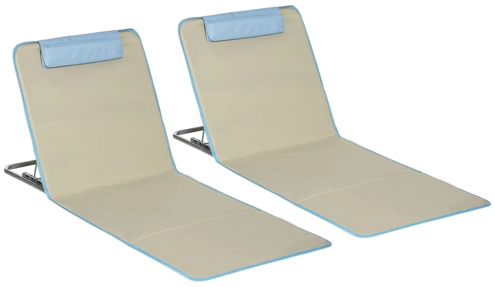 Conjunto de 2 Esteiras de Praia Dobráveis 124x53x50cm com Encosto Ajus