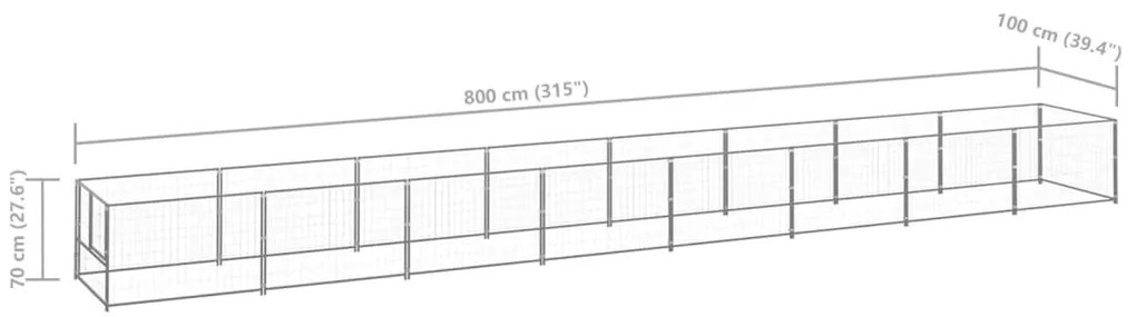 Canil para cães 8 m² aço prateado
