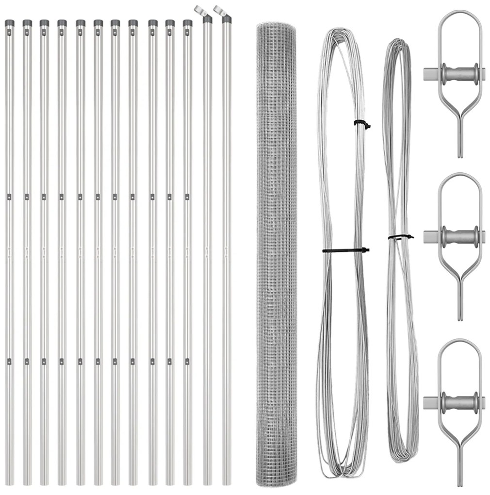 Cerca de Arame Soldado com 13 Postes 1.5x25 m Aço Galvanizado