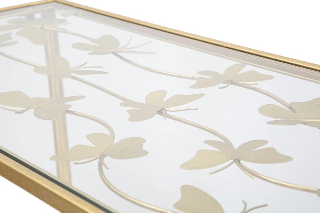MESA DE CONSOLA VIDRO 100X35X80 CM DOURADO