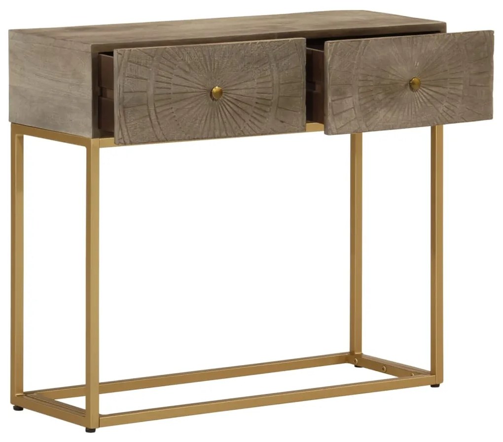 Mesa consola 90x30x76 cm madeira de mangueira maciça e ferro