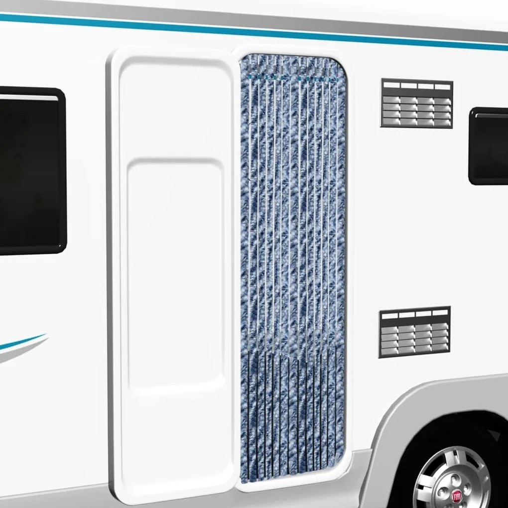 vidaXL Cortina anti-insetos 56x185 cm chenille azul, branco prateado