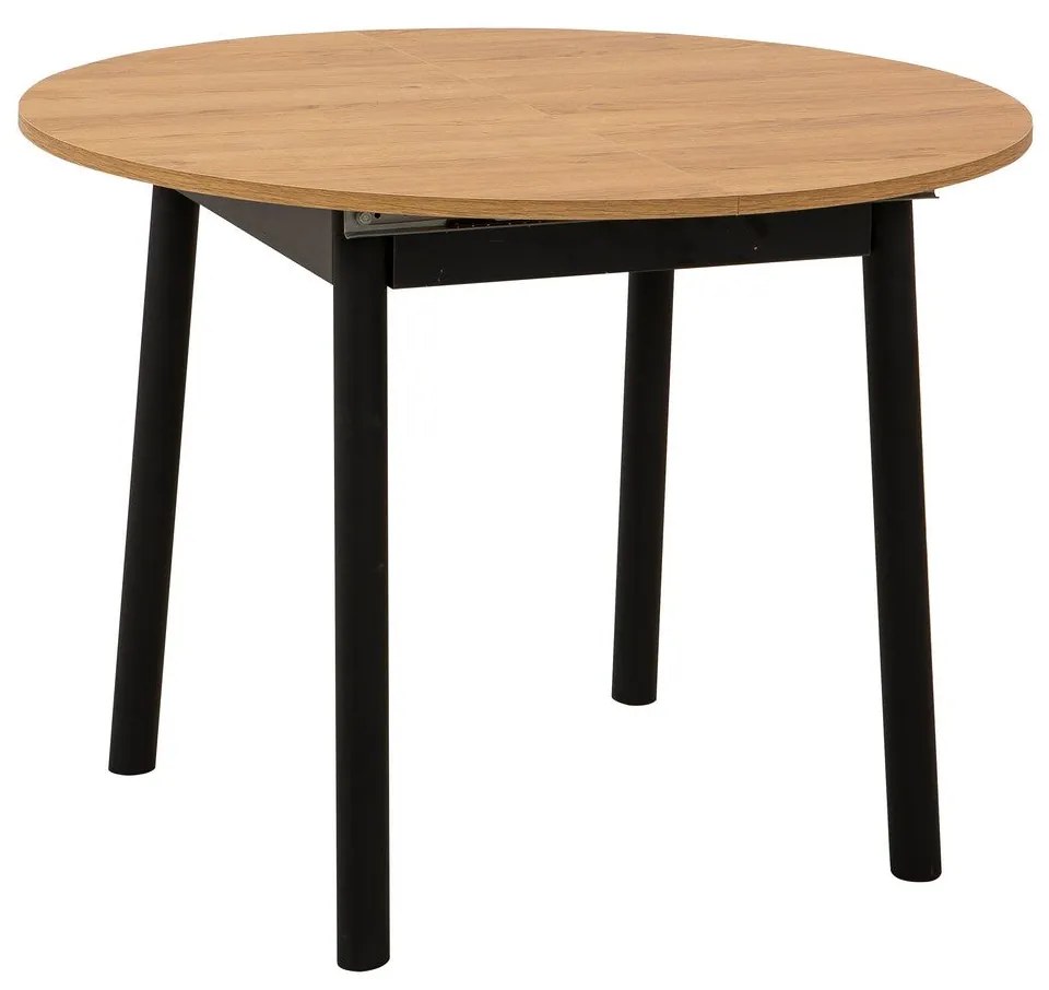 Mesa de Jantar Extensível Oliver – Carvalho/Preto – 100/131x75x100 cm