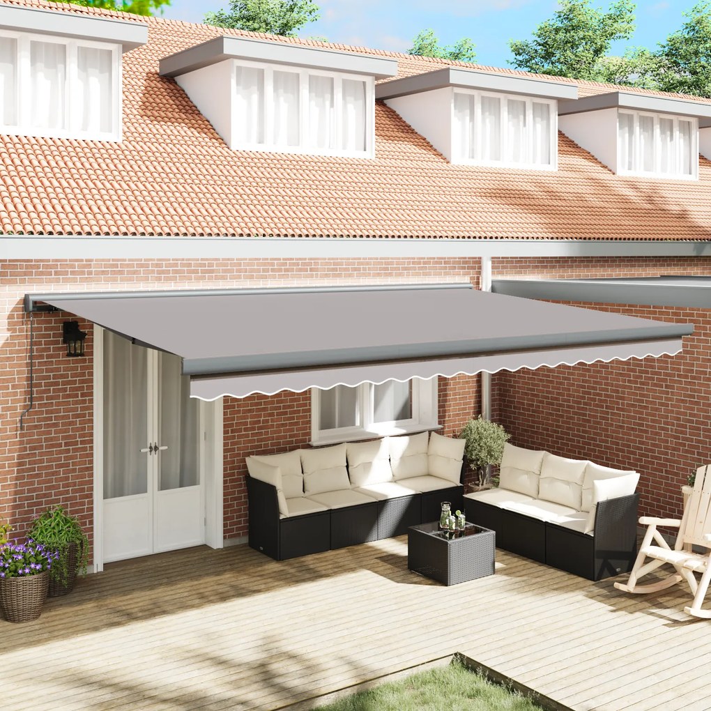 vidaXL Toldo Retrátil Manual Cinza Claro 500x300 cm